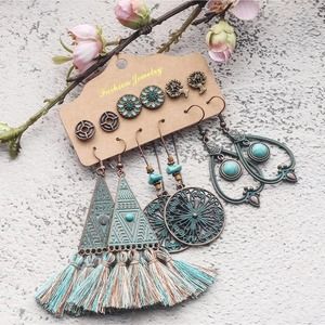 B2G1 3 Pair Set Tribal Bohemian Dangle Earrings